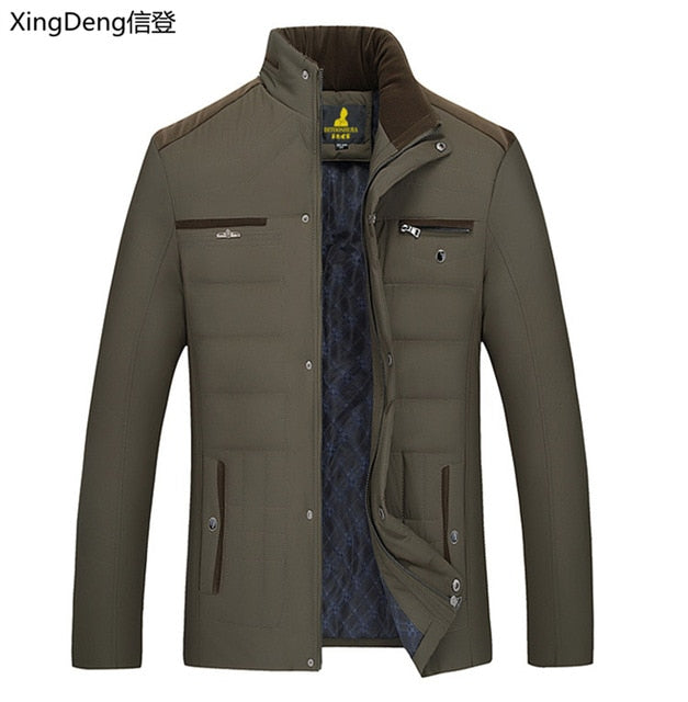 XingDeng 2018 new cotton Men's Winter Jacket fashion Jackets Casual Outerwear Snow Warm  Collar Brand top Coat Parkas Big Size