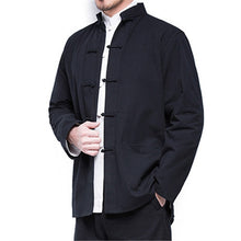 Charger l&#39;image dans la galerie, 2019 Autumn New Men&#39;s Chinese Style Cotton Linen Coat Loose Kimono Cardigan Men Solid Color Linen Outerwear Jacket Coats M-5XL