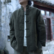 Charger l&#39;image dans la galerie, 2019 Autumn New Men&#39;s Chinese Style Cotton Linen Coat Loose Kimono Cardigan Men Solid Color Linen Outerwear Jacket Coats M-5XL