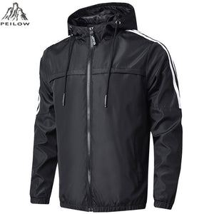 Spring autumn Mens Fashion Outerwear Men' S Windbreaker stripe Jackets Hooded Casual Sporting gym joggers Coats size M~7XL 8XL