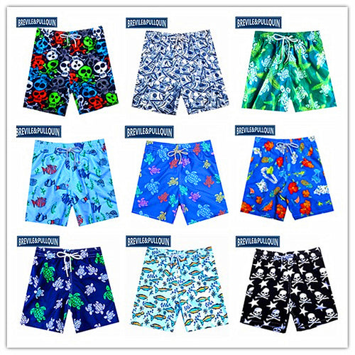 2020 New Arrivals Famous Brand Brevile pullquin Beach Board Shorts Men Turtles Swimwear Flowers Skull Swordfish Men's Boardshort