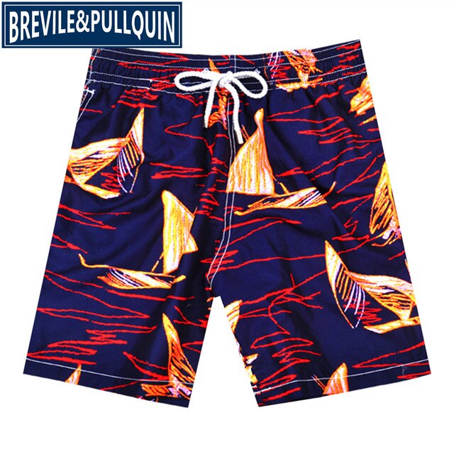 2020 New Arrivals Famous Brand Brevile pullquin Beach Board Shorts Men Turtles Swimwear Flowers Skull Swordfish Men's Boardshort