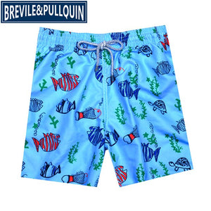 2020 New Arrivals Famous Brand Brevile pullquin Beach Board Shorts Men Turtles Swimwear Flowers Skull Swordfish Men's Boardshort