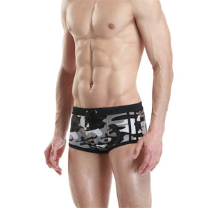 2019 Summer New Men's Nylon Strap Low Waist Camouflage Contrast Sexy Boxer Shorts Boxer Men's Swimwear 9.16