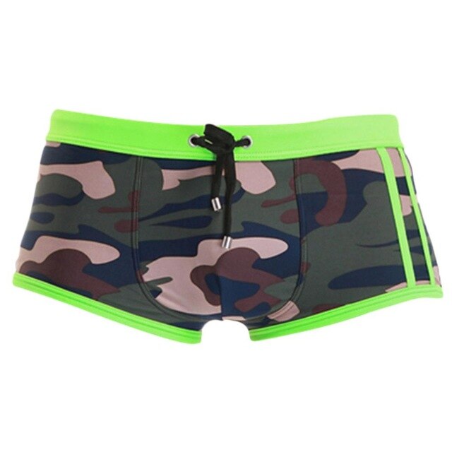 2019 Summer New Men's Nylon Strap Low Waist Camouflage Contrast Sexy Boxer Shorts Boxer Men's Swimwear 9.16