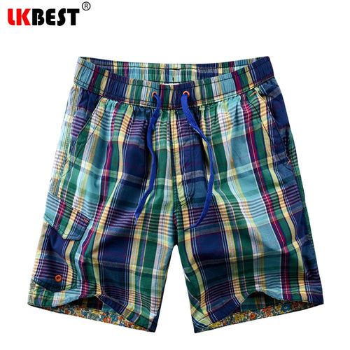 LKBEST 2019 Summer mens beach shorts fashion shorts men loose plaid board shorts brands men swimwear trucks S01