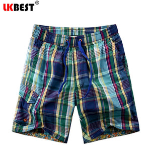 LKBEST 2019 Summer mens beach shorts fashion shorts men loose plaid board shorts brands men swimwear trucks S01