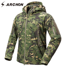 Charger l&#39;image dans la galerie, S.ARCHON New Soft Shell Military Camouflage Jackets Men Hooded Waterproof Tactical Fleece Jacket Winter Warm Army Outerwear Coat