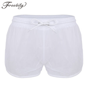 Summer Swimwear Men Transparent Shorts Beach Trunks Man Sexy See Through Board Shorts Drawstring Lightweight Boxers Underwear